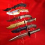 Plexiglas display for 6 large military knives, hunting, buchcraft