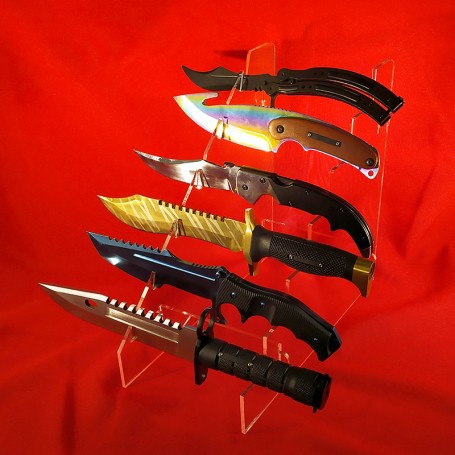 Plexiglas display for 6 large military knives, hunting, buchcraft