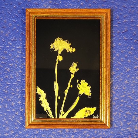 Painting on unique glass "Dandelion"