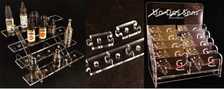 Présentoirs en plexiglas ou en médium pour commerces