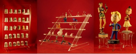 Présentoirs en plexiglas pour dés à coudre, figurines et petits objets