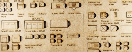 Kit d'aménagement intérieur en médium au 1/50e pour plan
